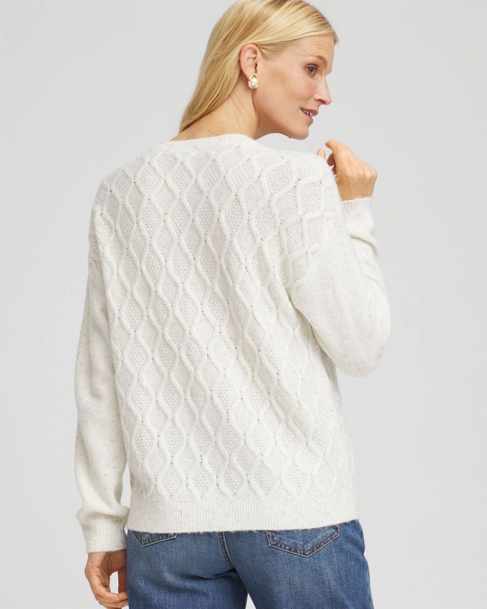 Embellished Cable Knit Sweater click to view larger image.