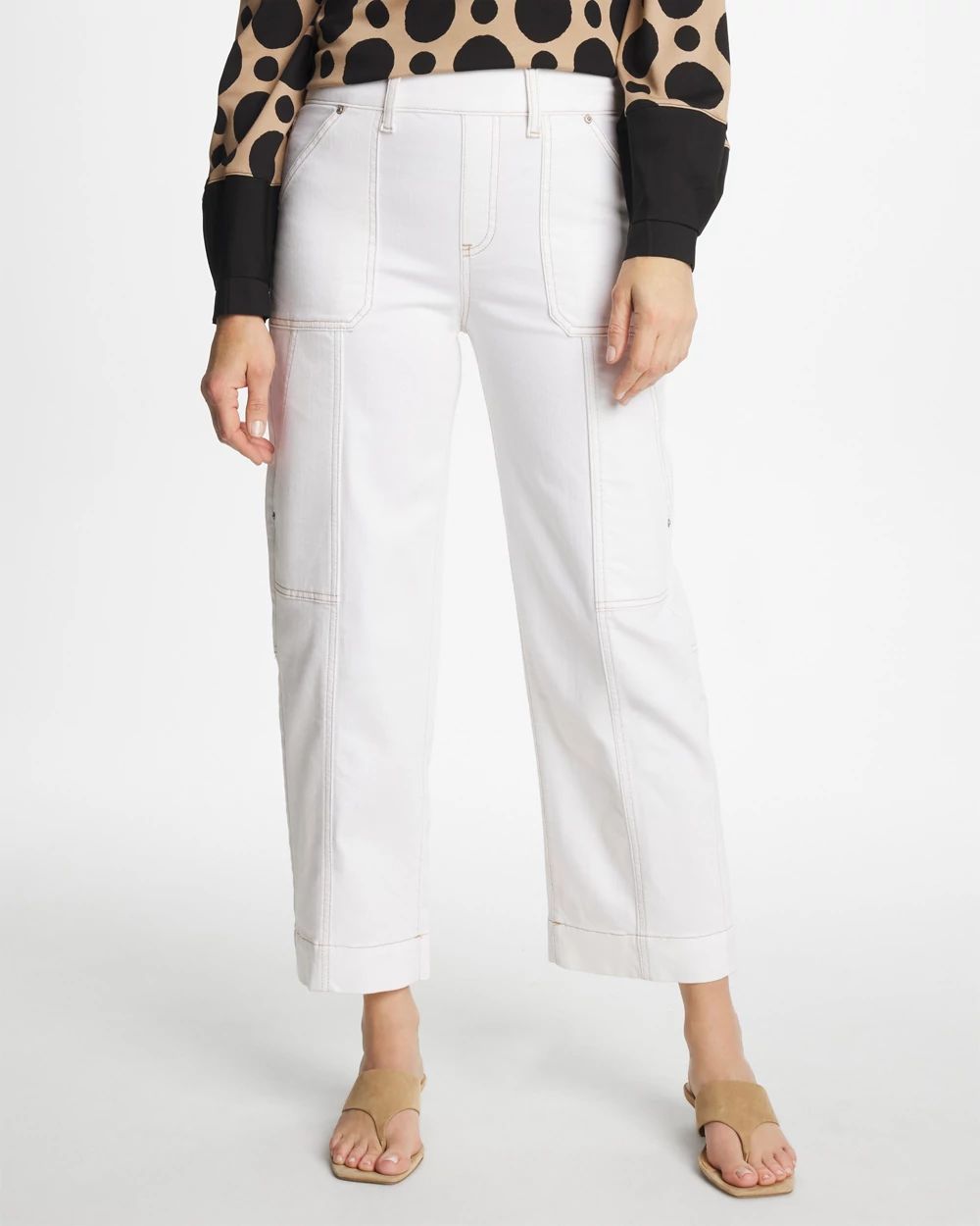 Utility Wide Pull-On Crop Jeans