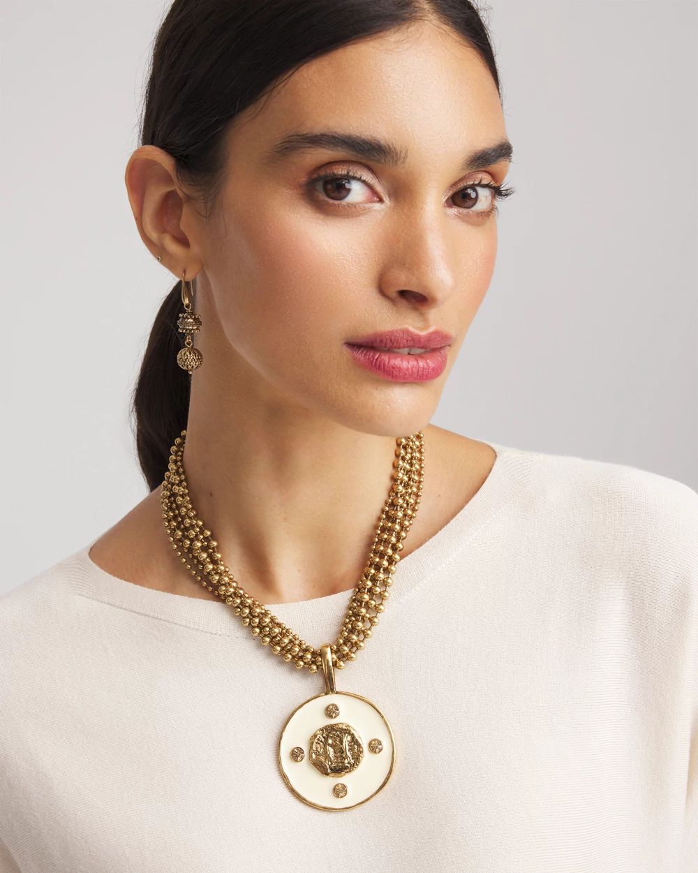 White Enamel Pendant Necklace