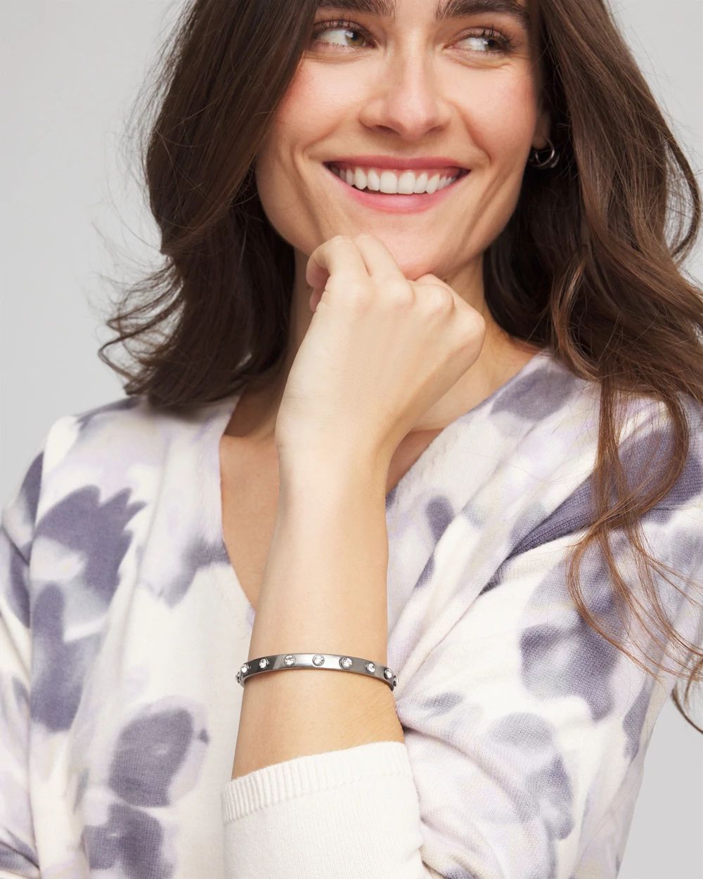 Hematite Rhinestone Tone Bangle