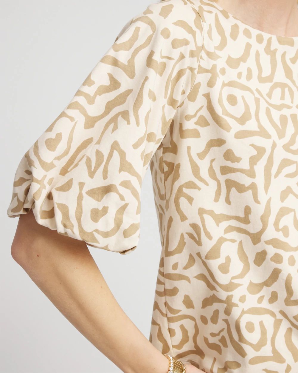 Animal Print Bubble Sleeve Top