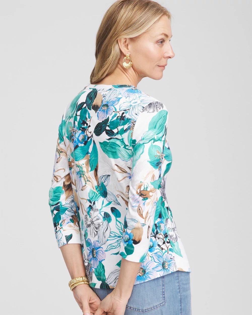 Floral Pima 3/4 Sleeve Everyday Tee