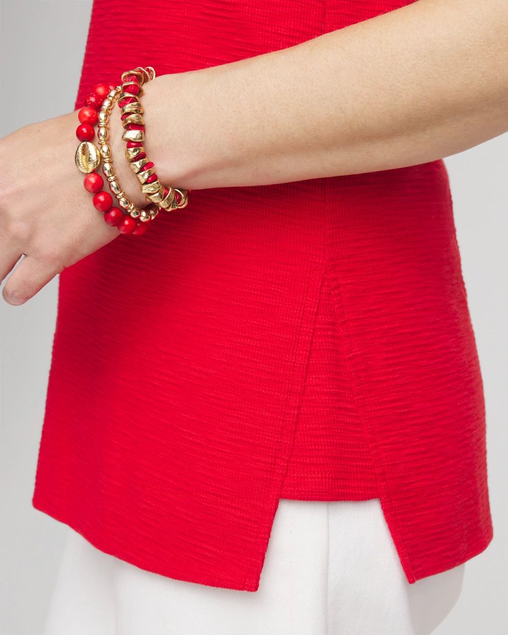 Textured Sleeveless V-Neck Tunic click to view larger image.