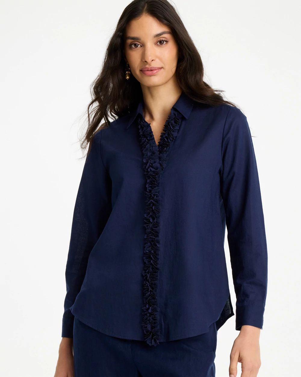 Linen Flower Embellished Blouse
