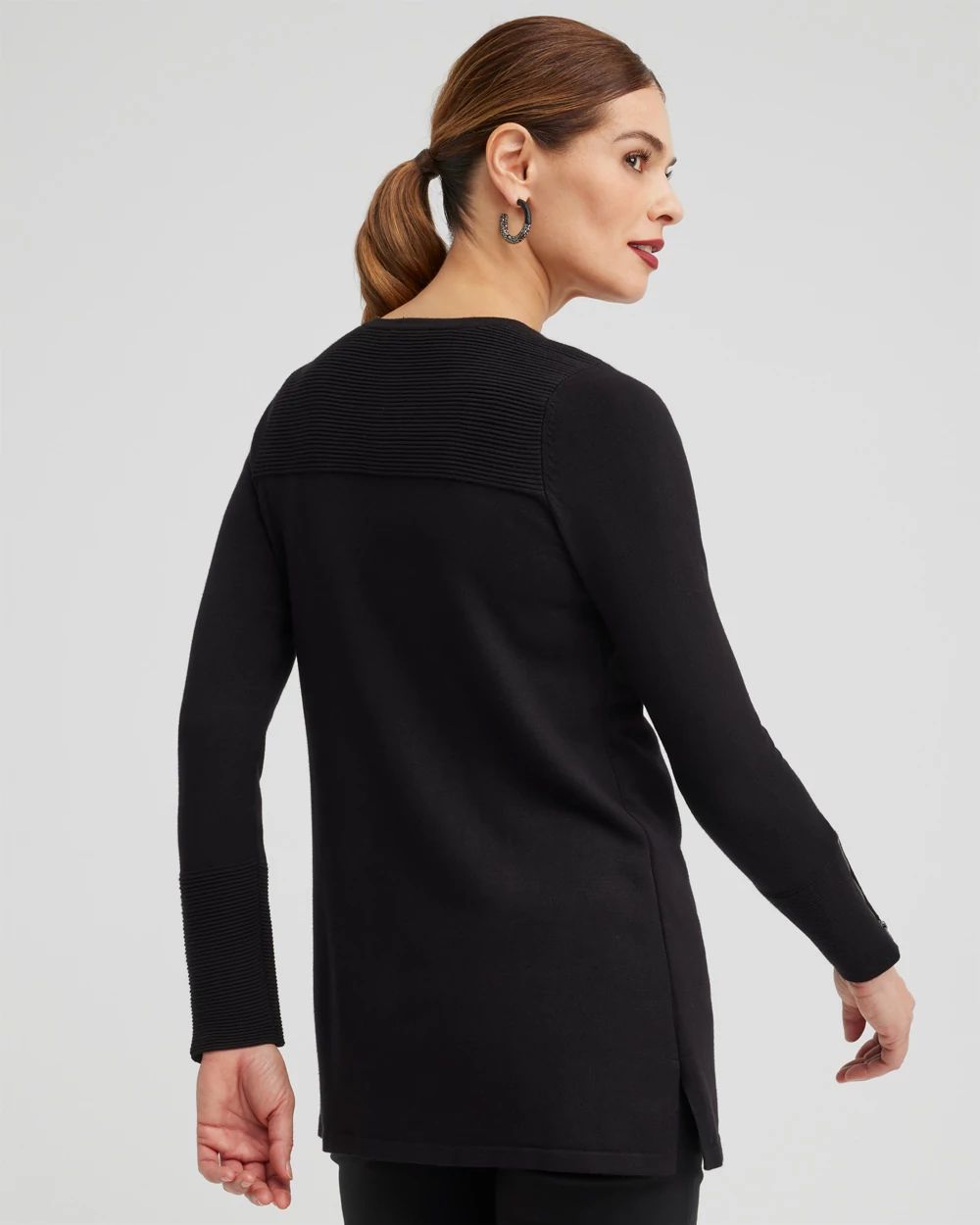 Zipper Detail Tunic Sweater click to view larger image.