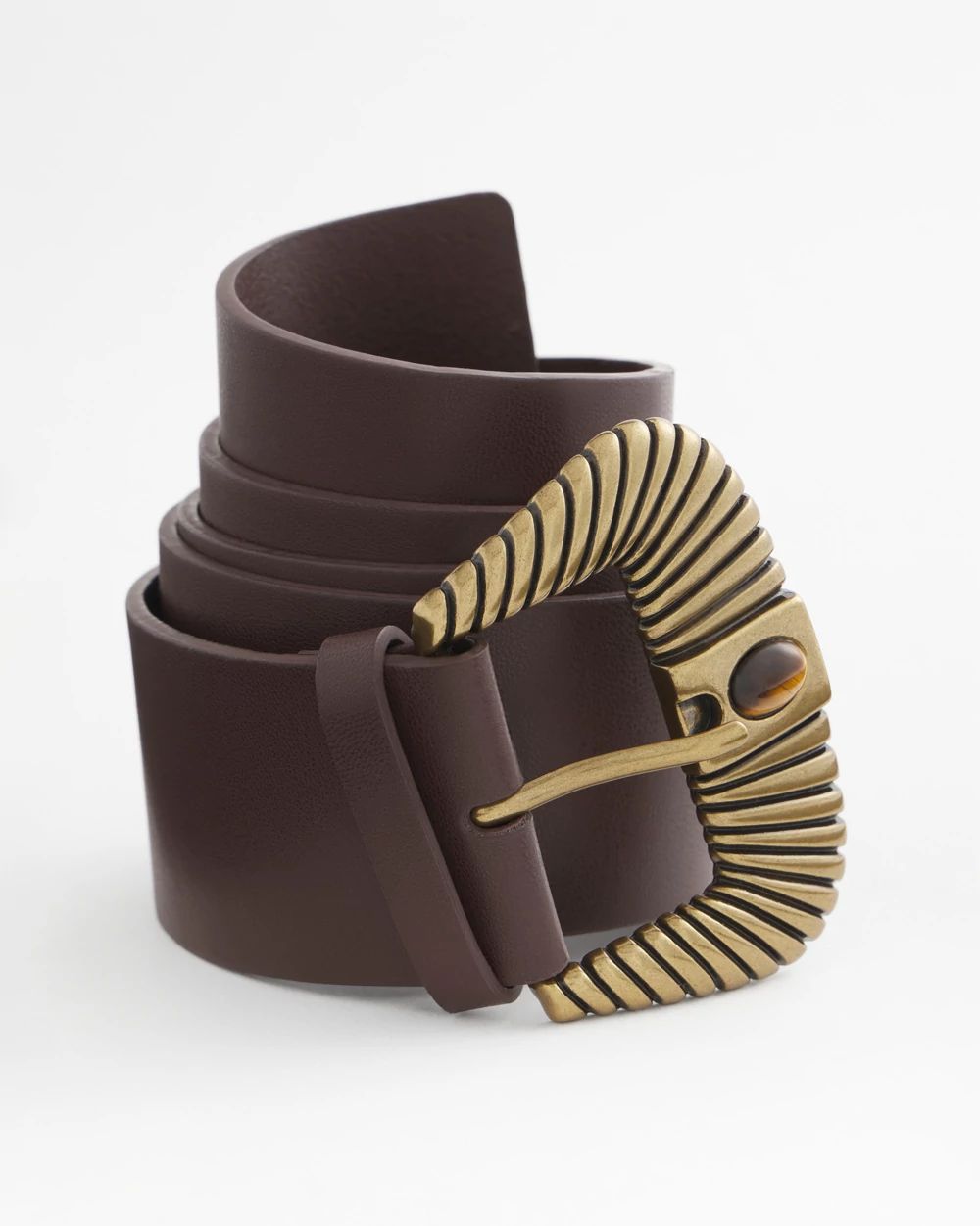Leather Tiger's Eye Wide Belt