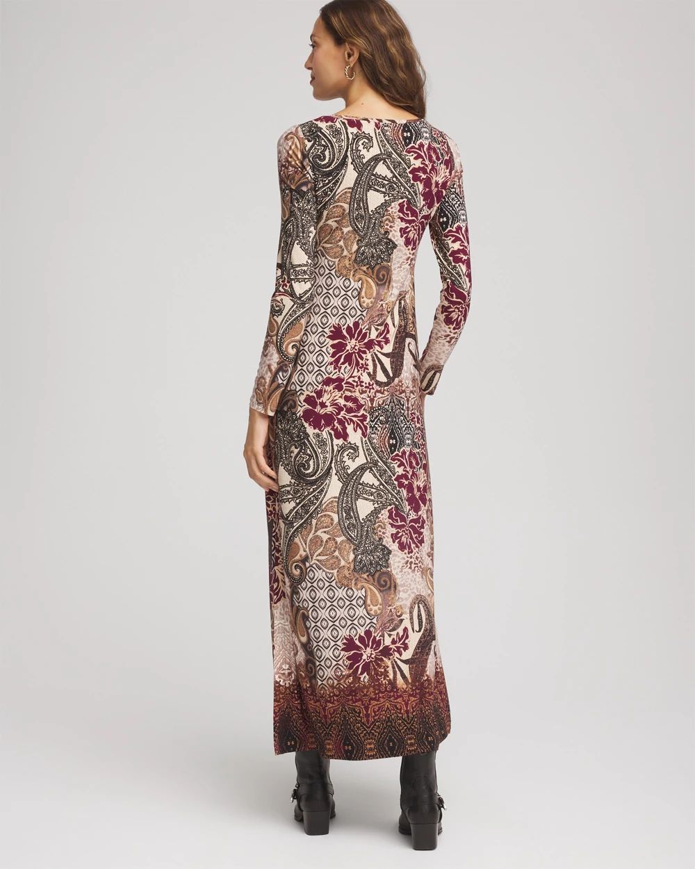 Patchwork Boatneck Column Maxi Dress click to view larger image.