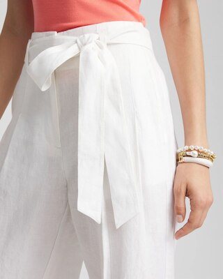Belted Pleated Wide-Leg Linen Pants click to view larger image.