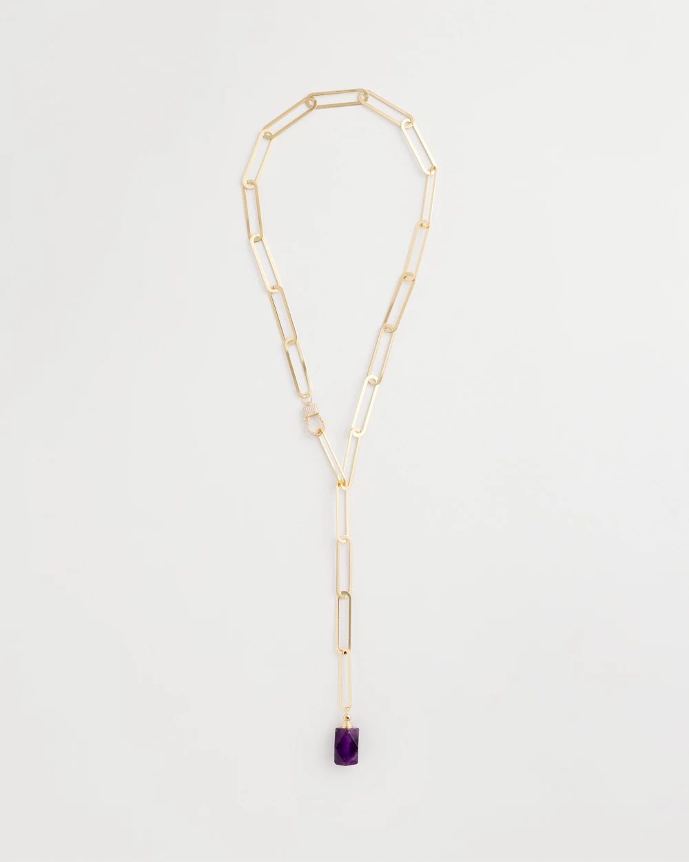 Amethyst Stone Link Chain Necklace