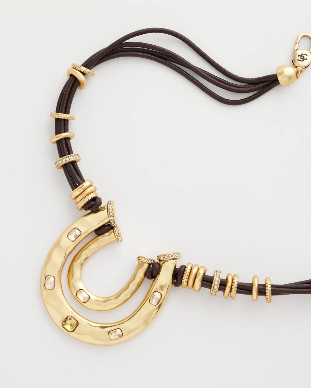 Equestrian Golden Horseshoe Pendant Necklace