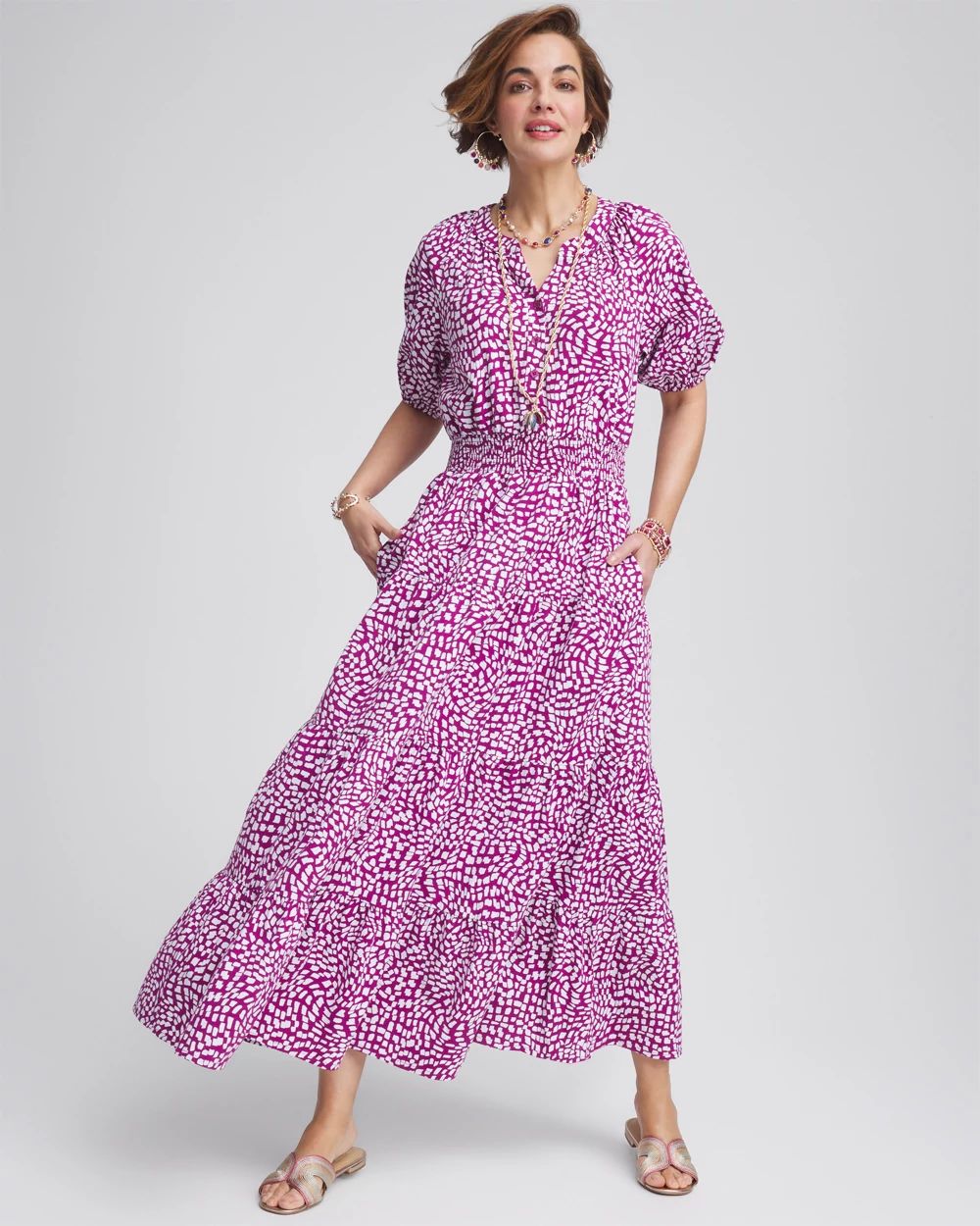 Petite Tencel™ Smocked Waist Maxi Dress