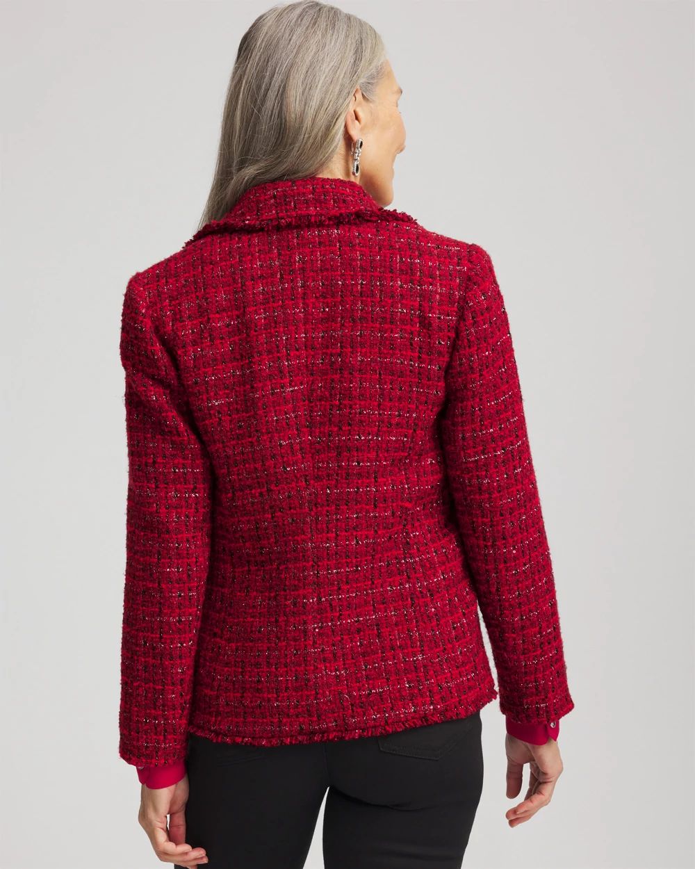 Red Tweed Sequins Blazer