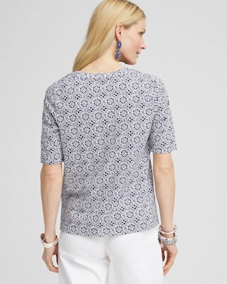 Tile Print Slub Scoop-Neck Tee click to view larger image.