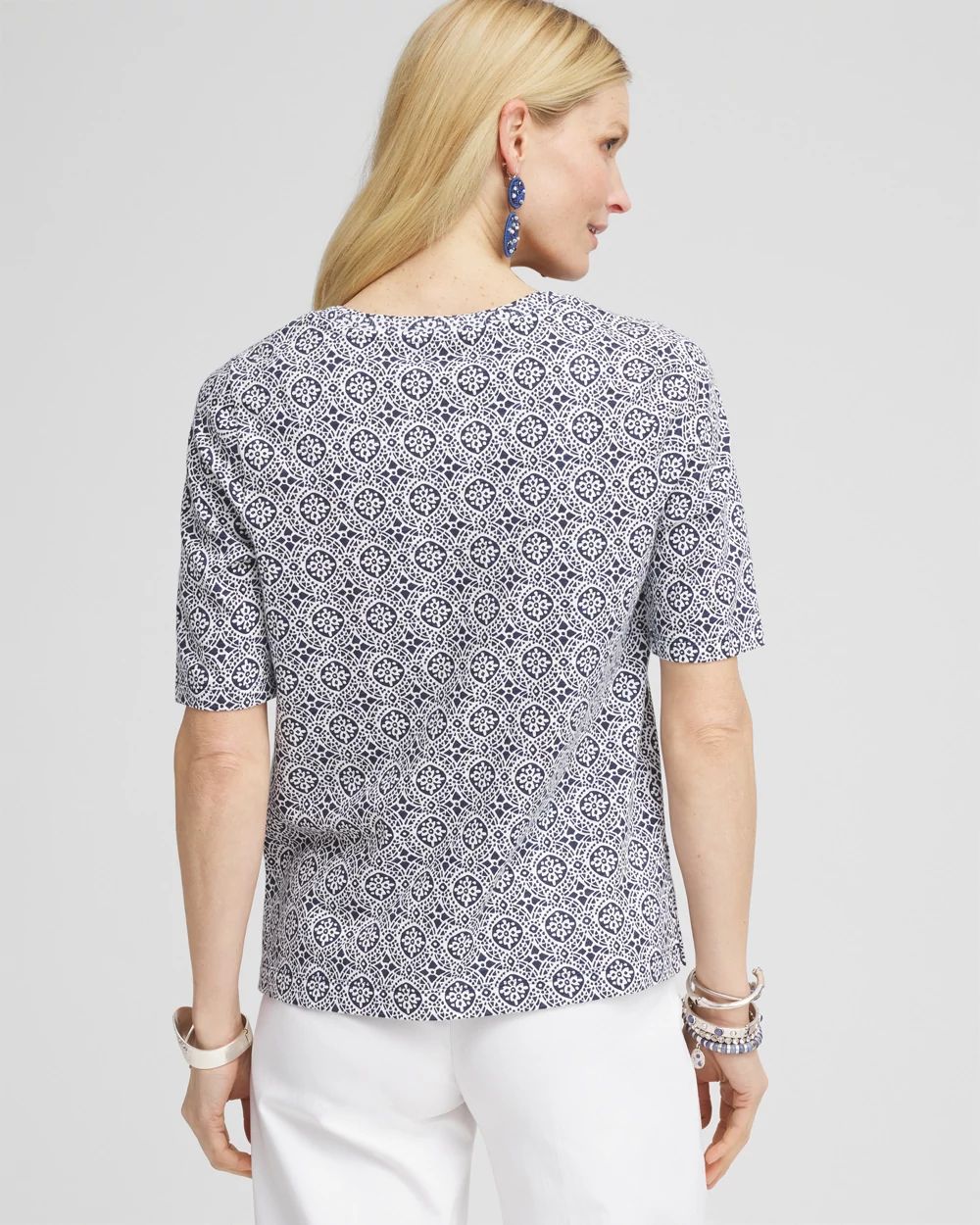 Tile Print Slub Scoop-Neck Tee click to view larger image.