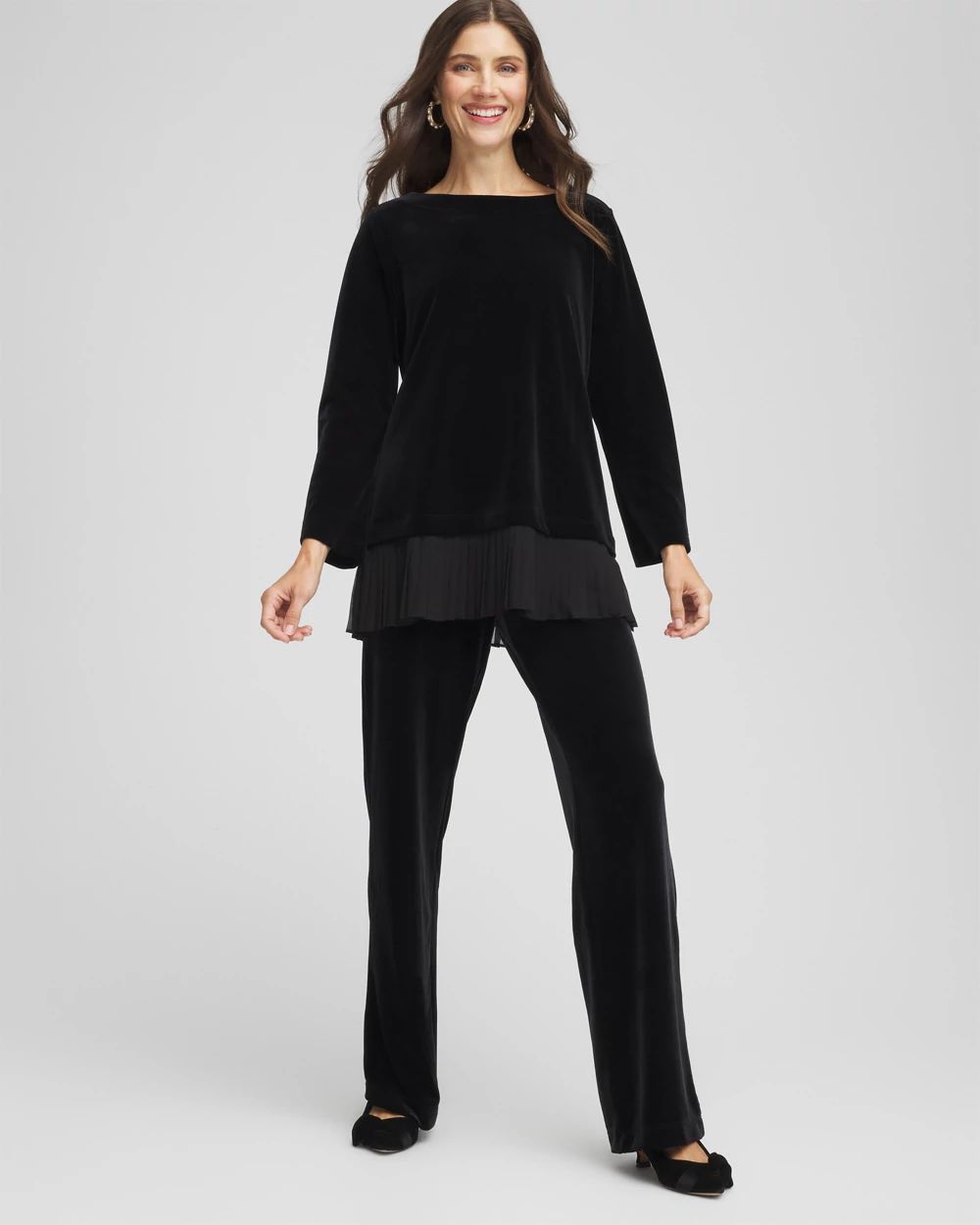 Travelers™ Chiffon Hem Velvet Tunic click to view larger image.