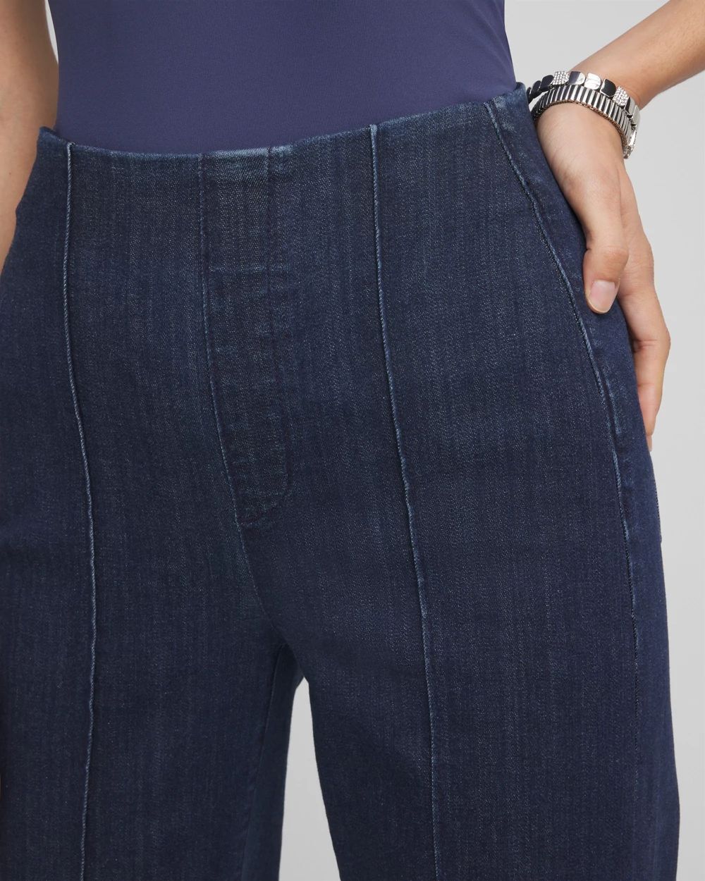 Pull-On Wide-Leg Trouser Jeans click to view larger image.