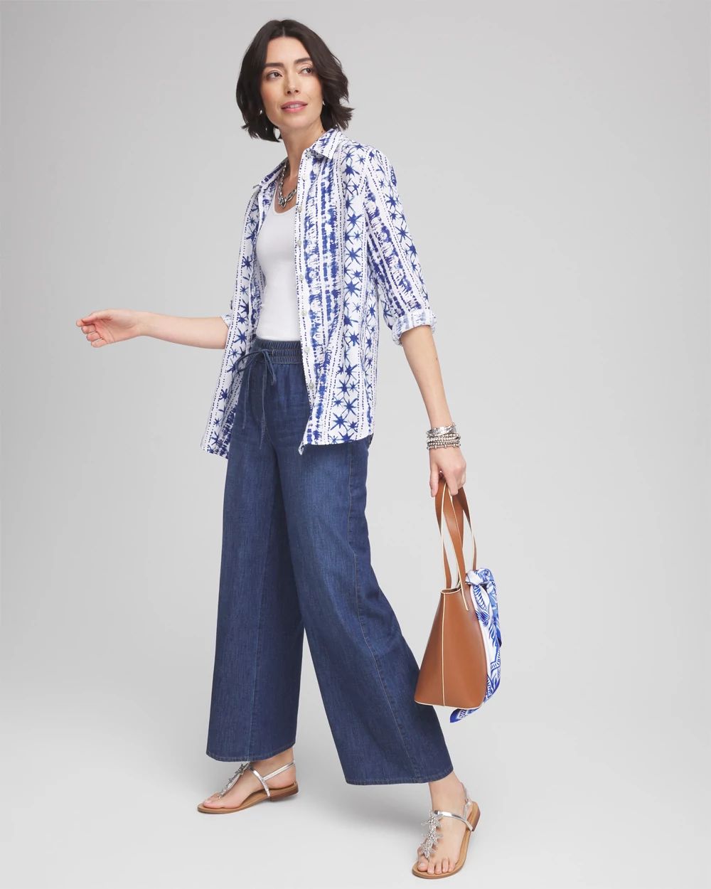 Lightweight Drawstring Ankle Jeans click to view larger image.