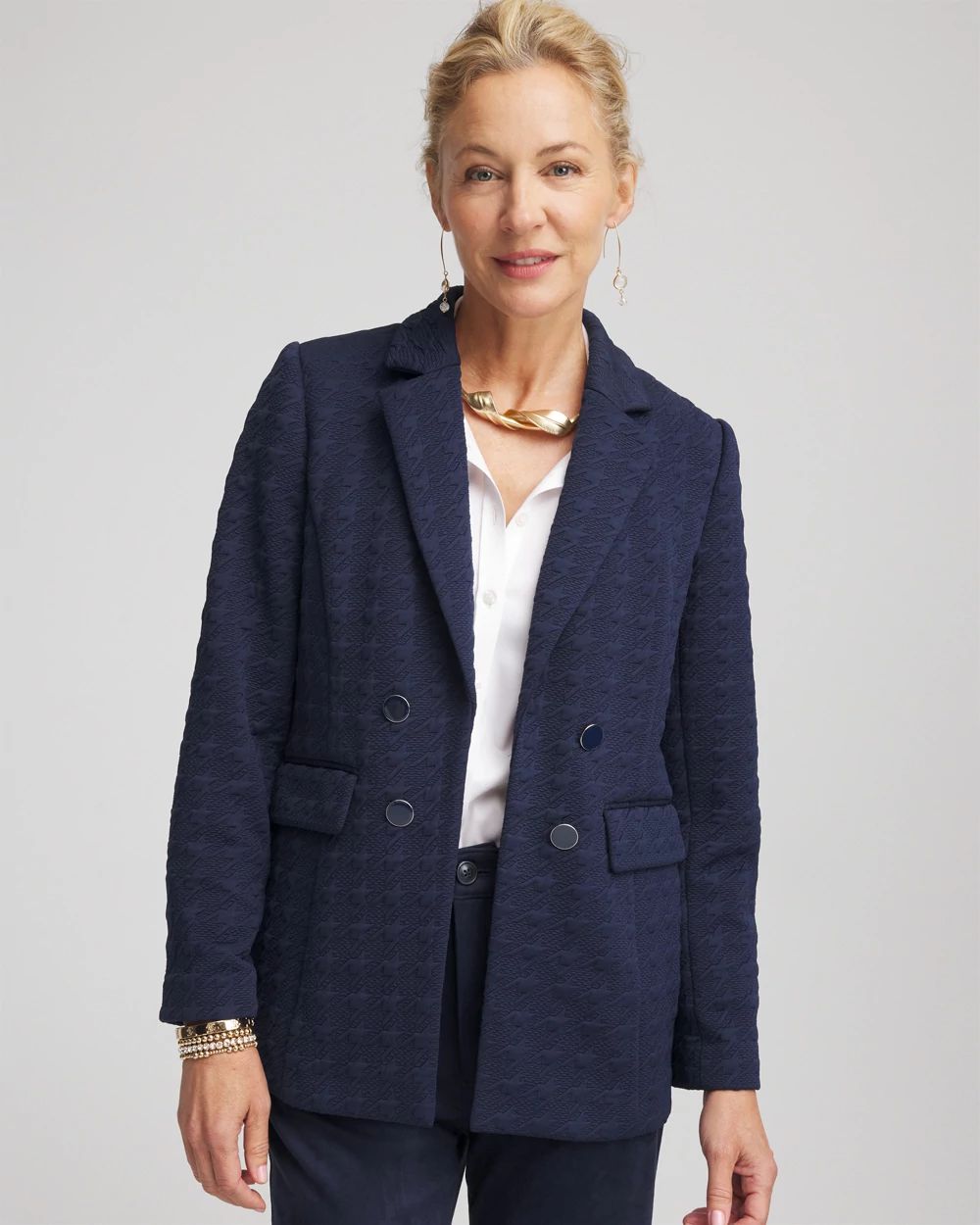 Textured Single-Breasted Knit Blazer