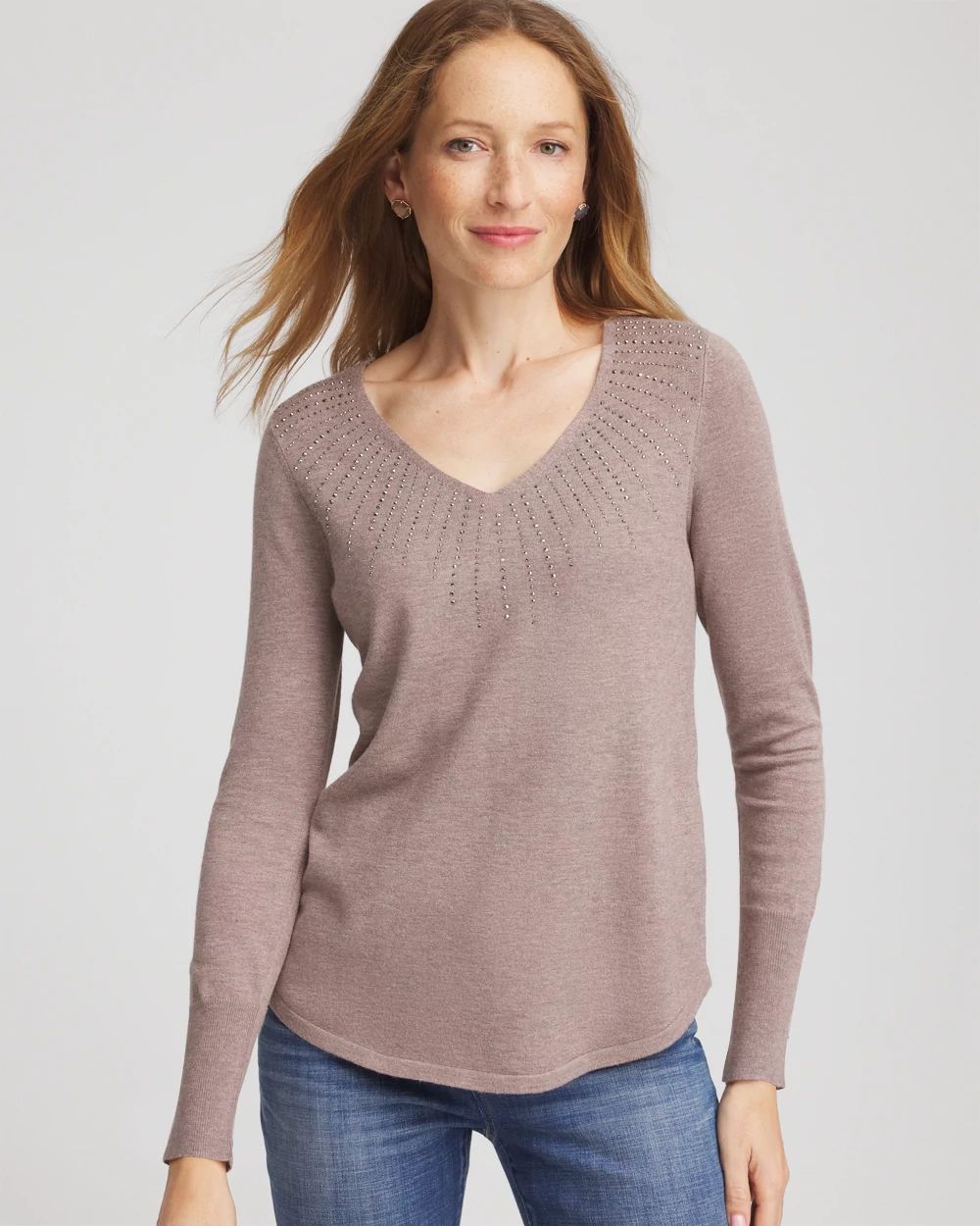 Ella Embellished V-Neck Sweater