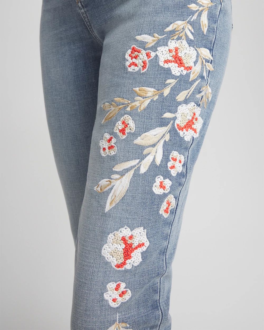 So Slimming® Embroidered Girlfriend Ankle Jeans click to view larger image.