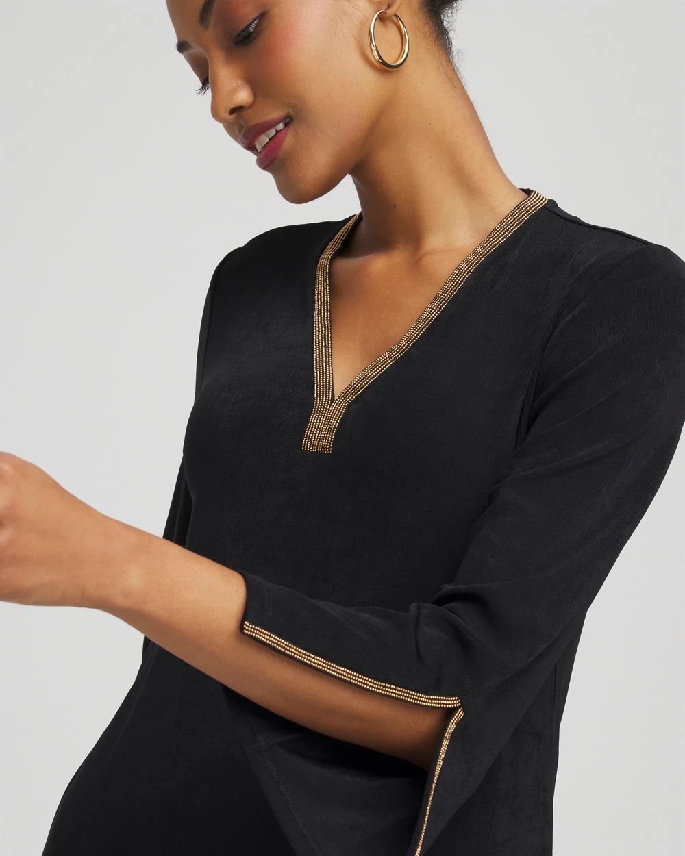 Travelers™ Embellished V-Neck Flutter Sleeve Tunic click to view larger image.