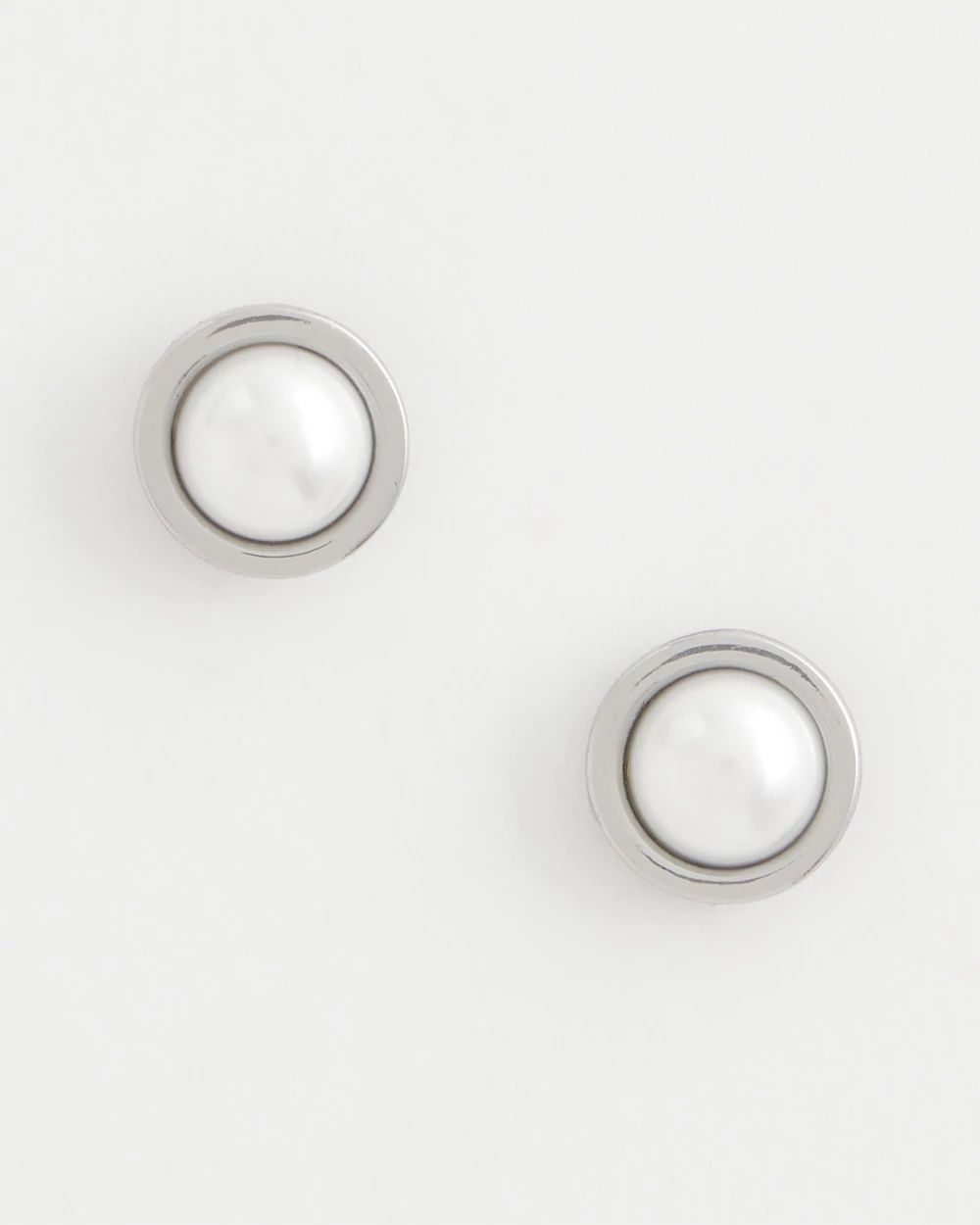 Silver Pearl Stud Earrings