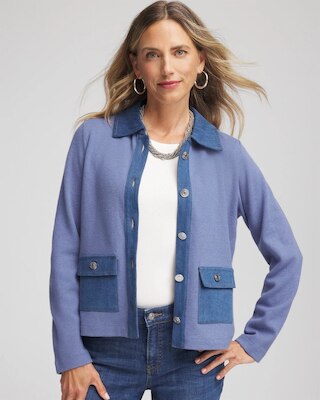 Denim Colorblock Marl Shirt Jacket