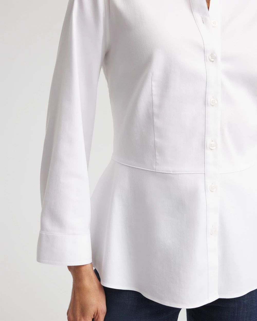 No Iron™ Peplum Stretch-Sateen Shirt