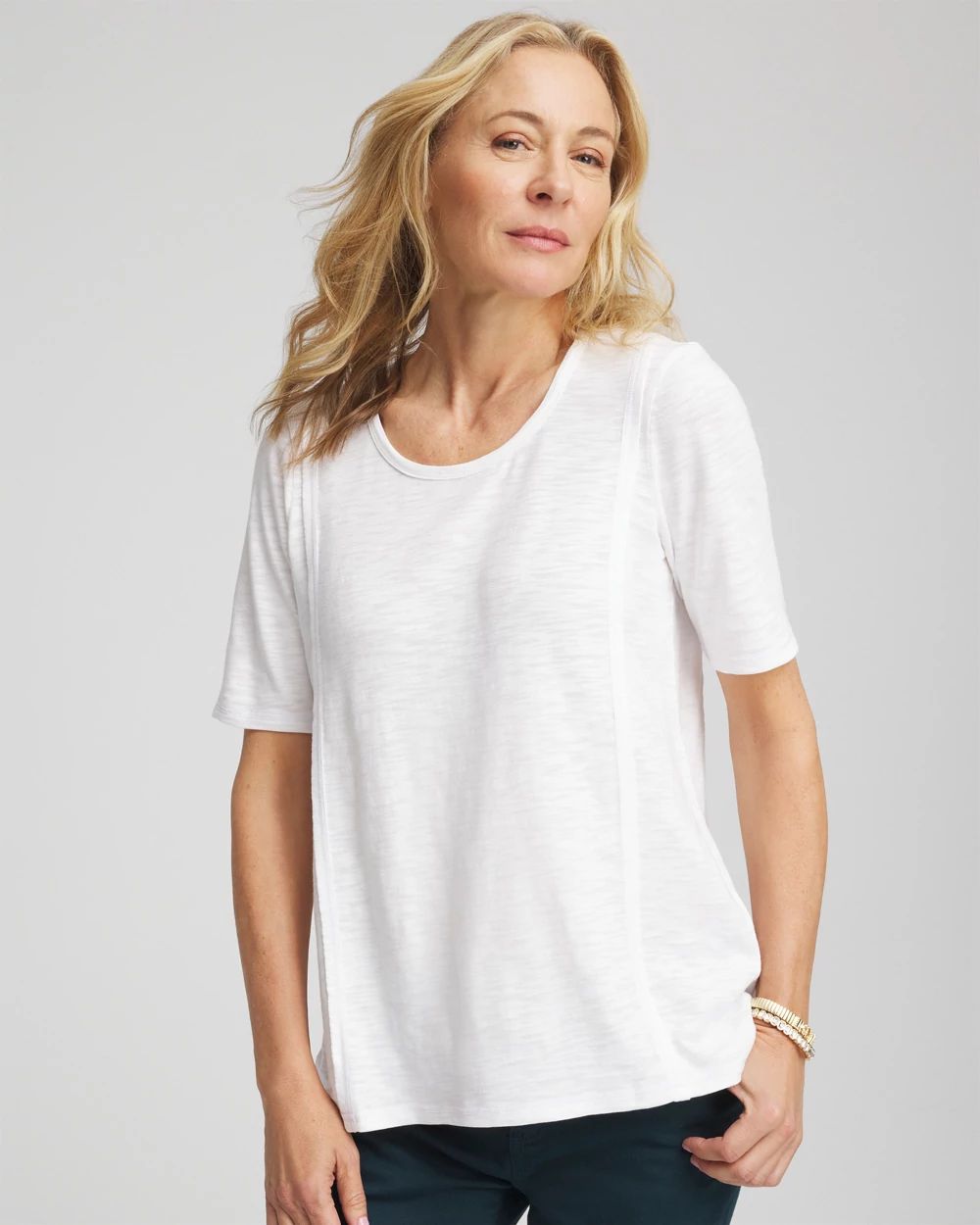 Slub Paneled Elbow Tee