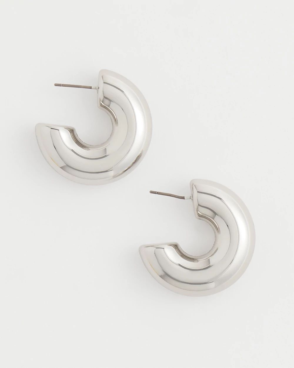 Silver Puff Hoop Earrings