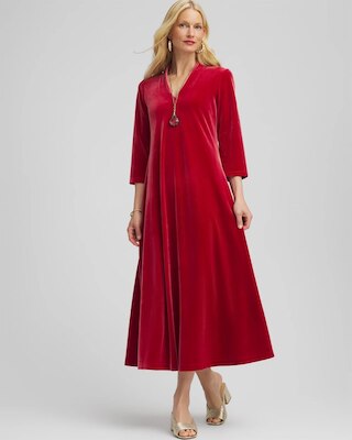 V-Neck Velour Midi Dress click to view larger image.