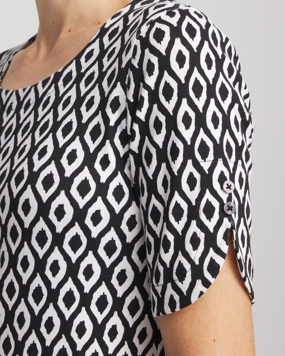 Printed Pima Elbow Sleeve Tee click to view larger image.