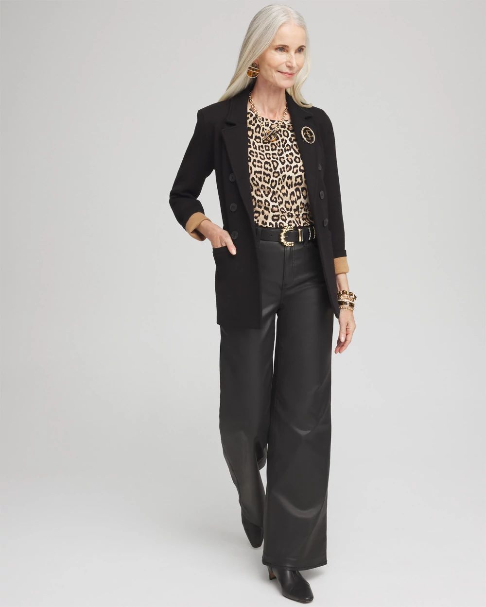 The Touch of Cool™ Leopard Elbow Sleeve Layering Tee