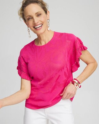 Ruffle Sleeve Pullover Sweater