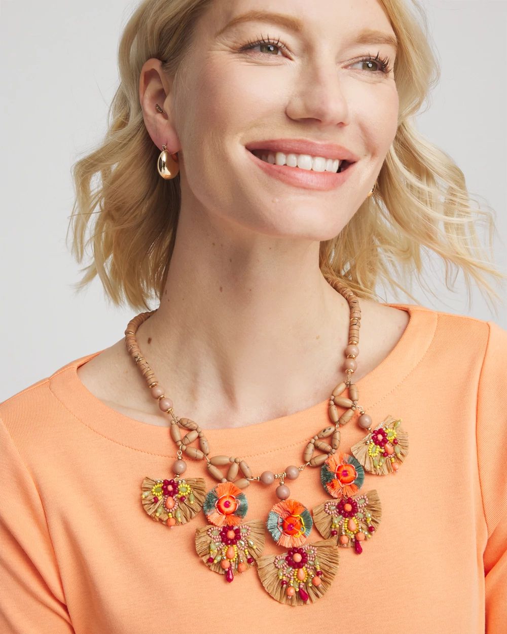 Tropical Floral Bib Necklace click to view larger image.