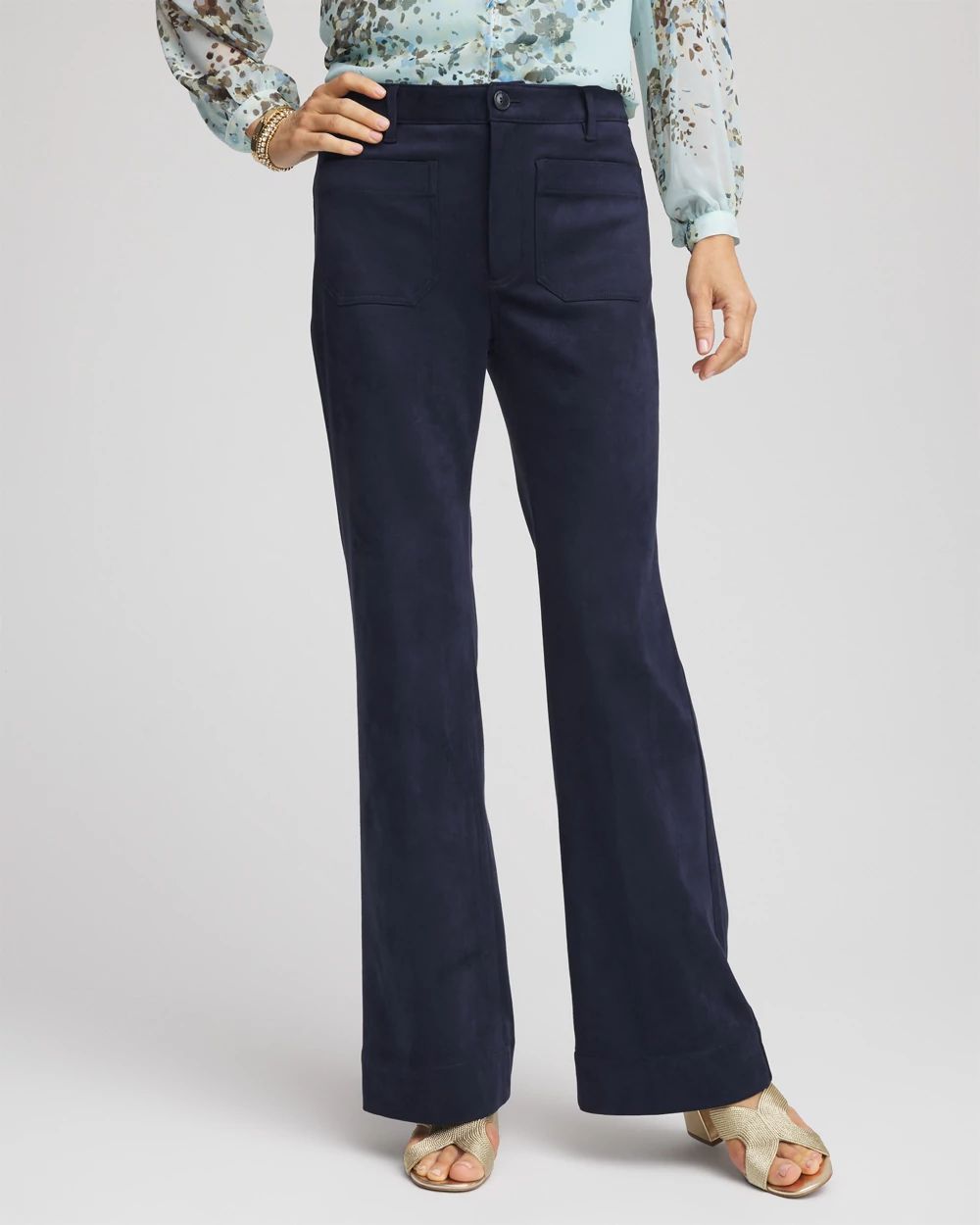 Faux Suede Bootcut Ankle Pants