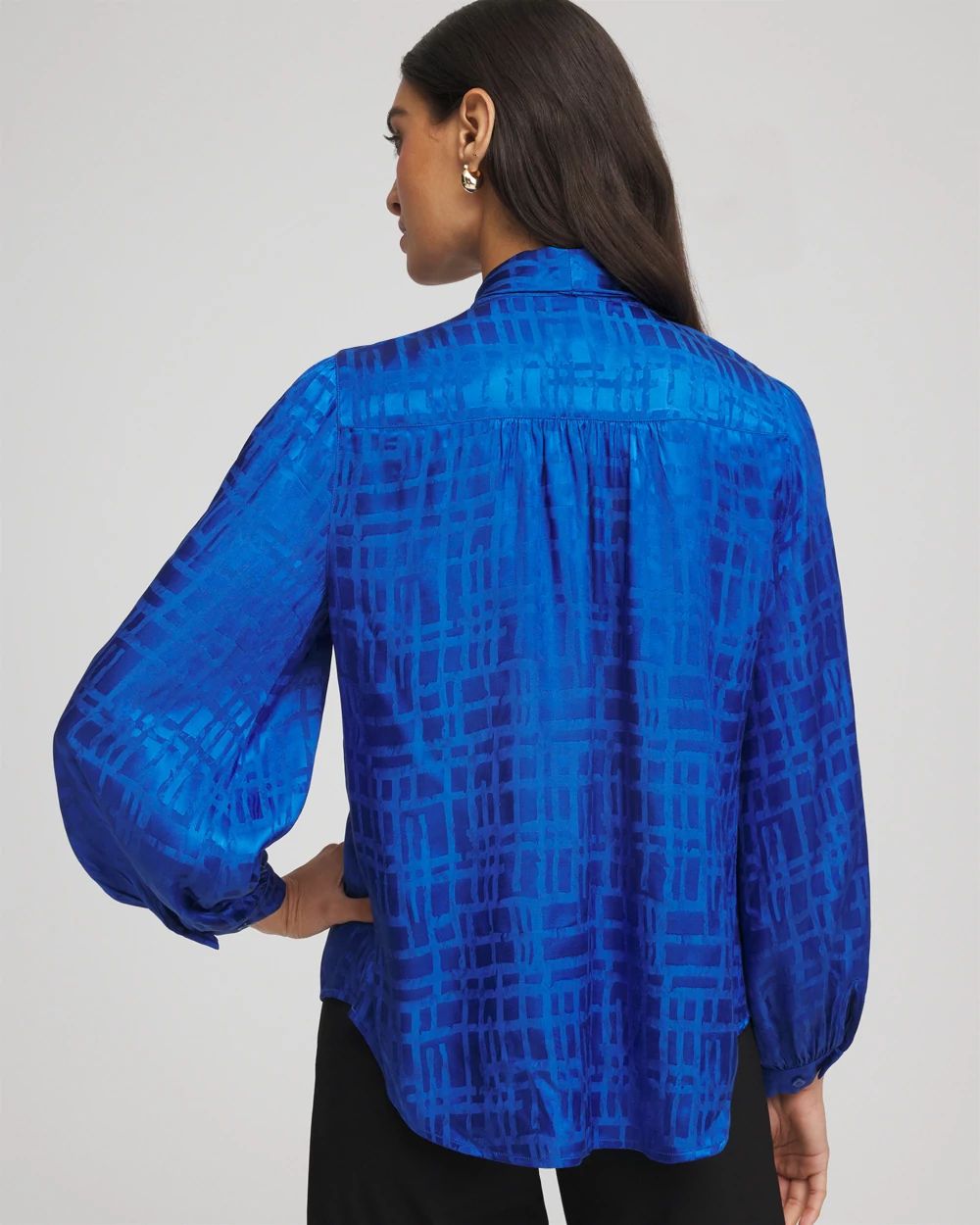 Jacquard Tie-Front Blouse