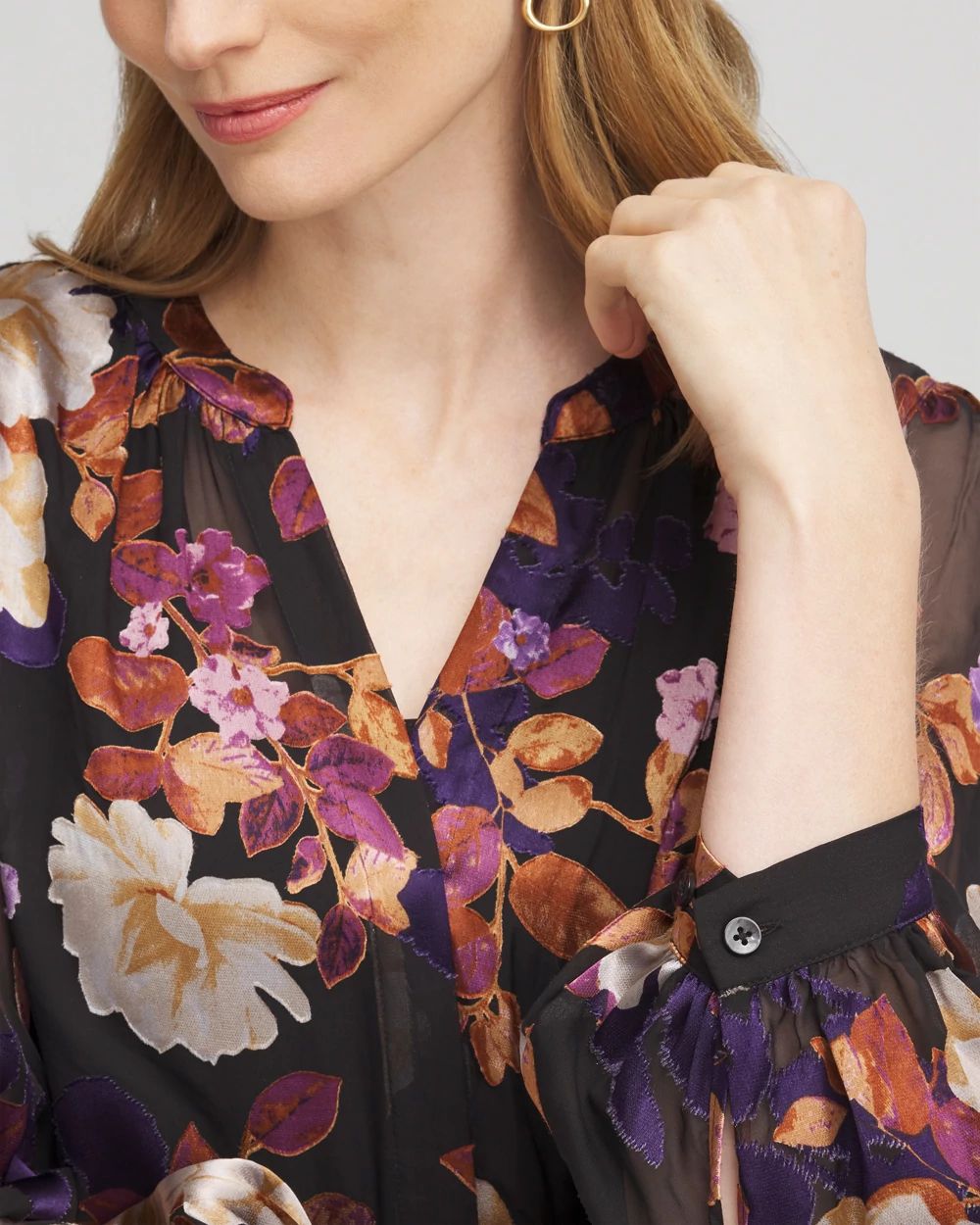 Floral Burnout Blouse