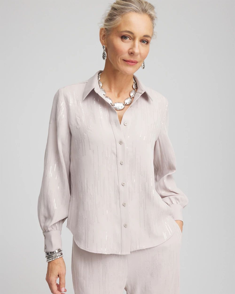 Sequined Satin Shirt