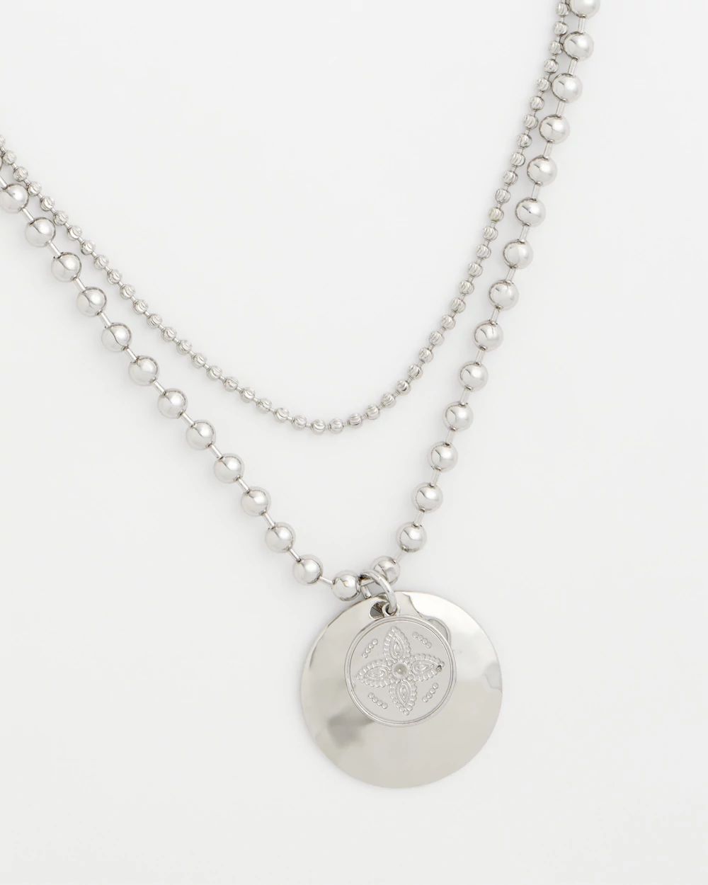 Short Silver Ball Chain Pendant