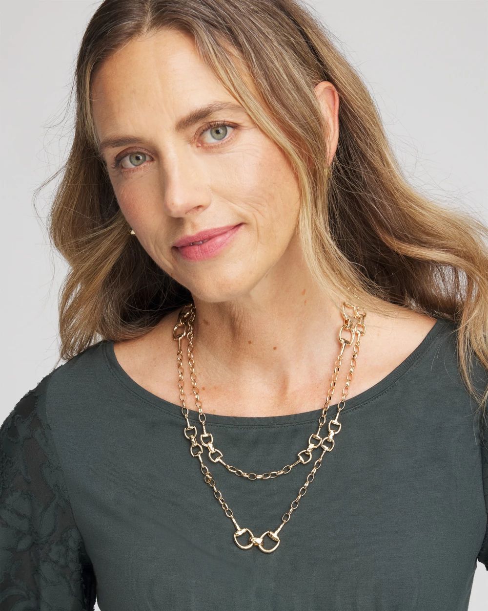 Equestrian Horsebit Long Link Necklace