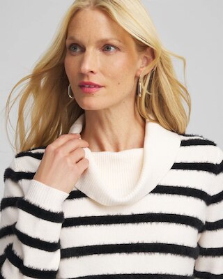 Zenergy® Luxe Eyelash Striped Sweater click to view larger image.