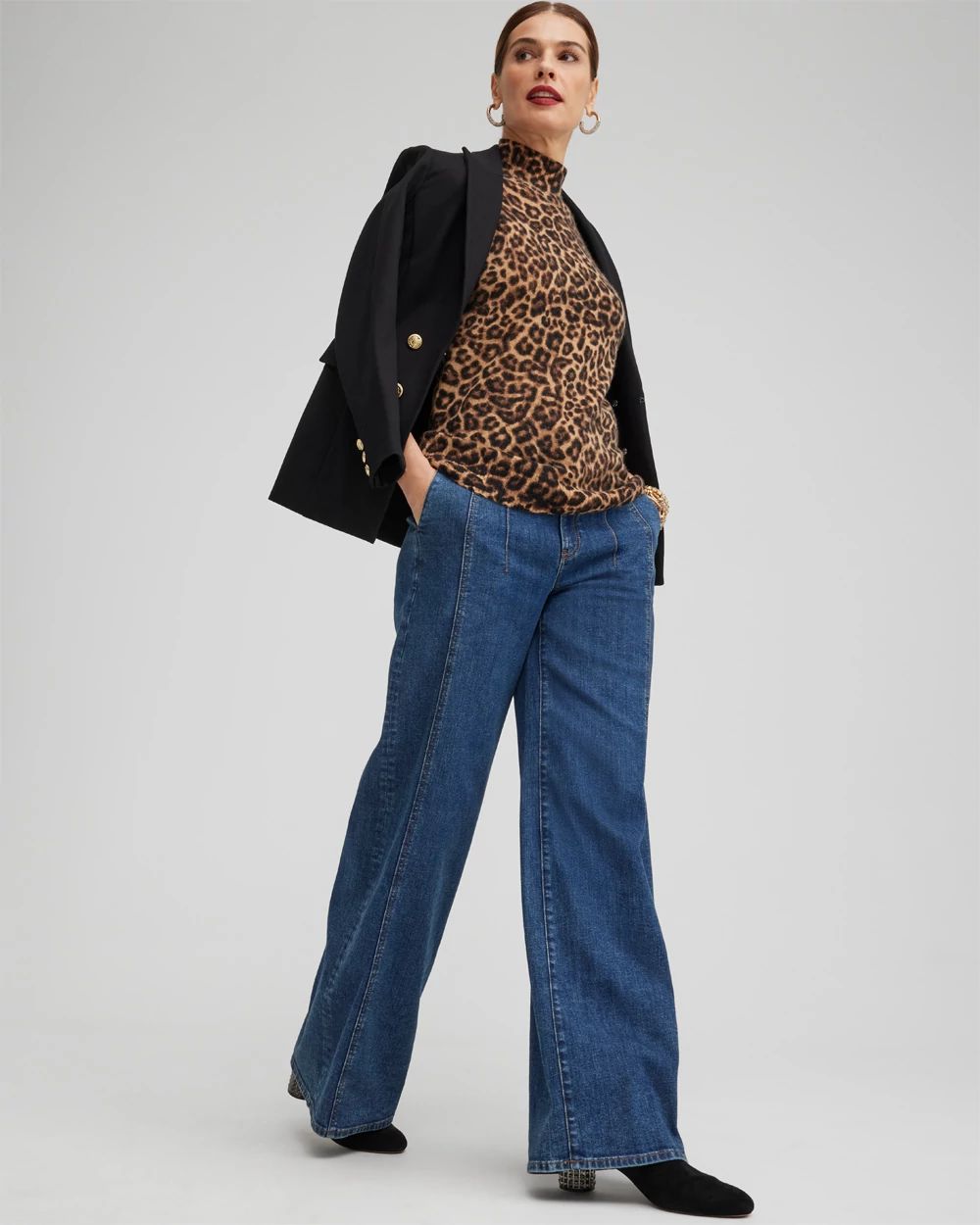 Cashmere Leopard Elbow Sleeve Sweater