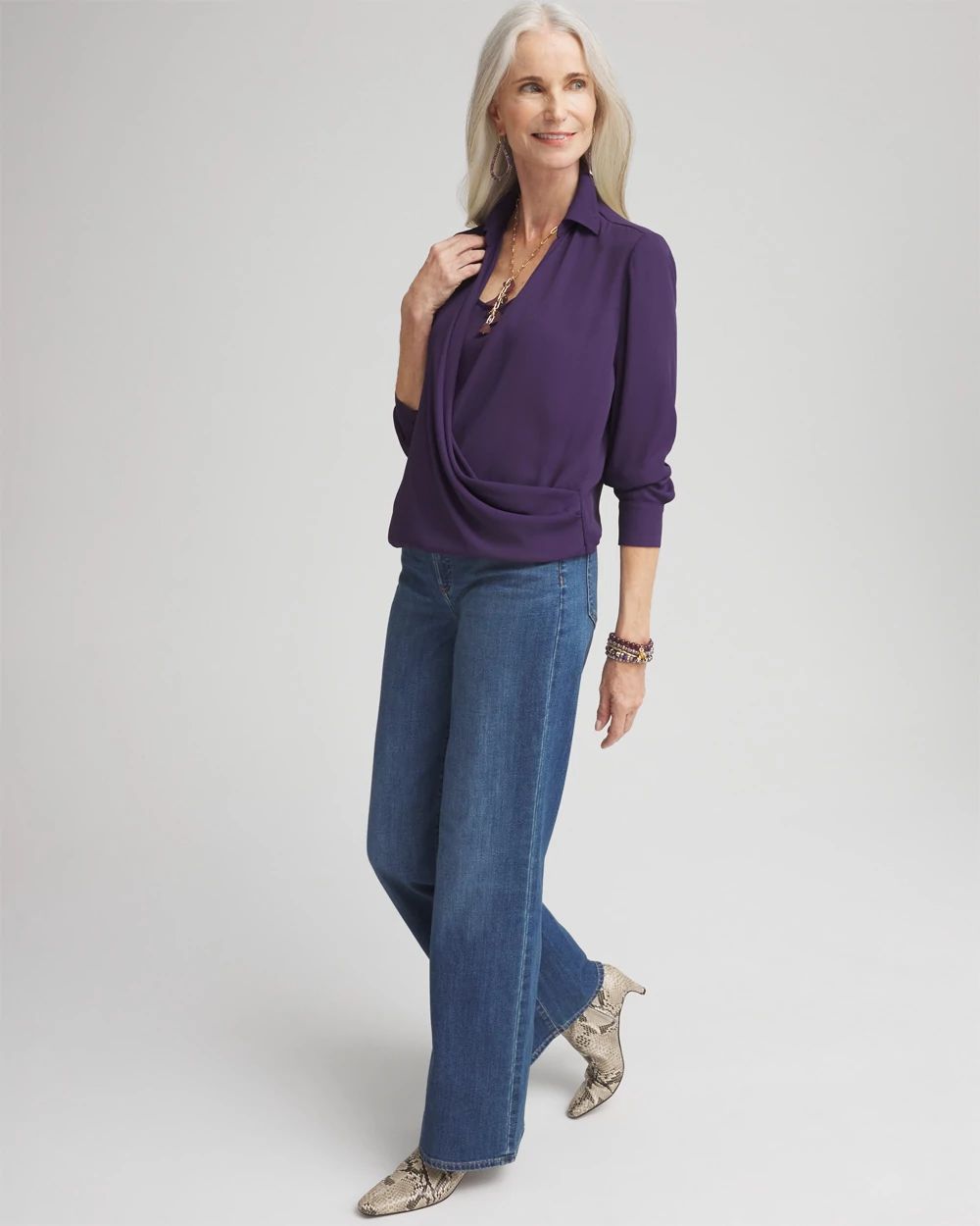 Surplice Bubble Hem Shirt