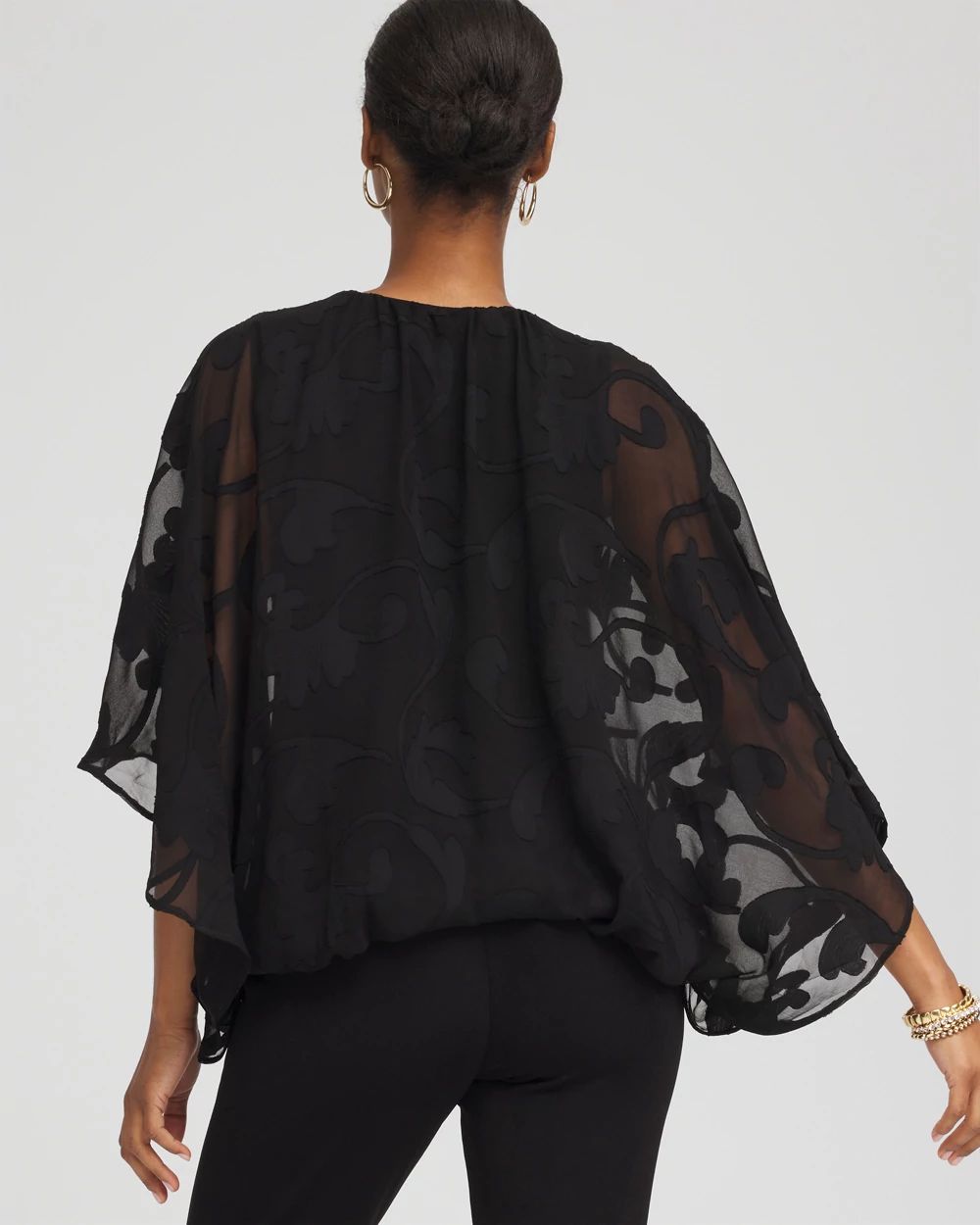 Travelers™ Chiffon Burnout Bubble-Hem Top