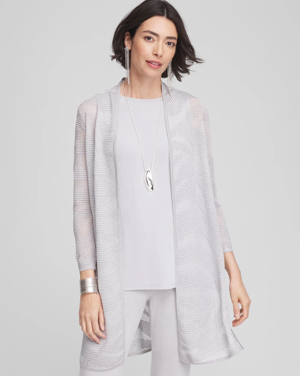 Travelers™ Zebra-Motif Metallic Cardigan