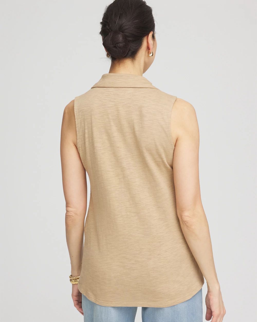 Slub Sleeveless Collared Tunic