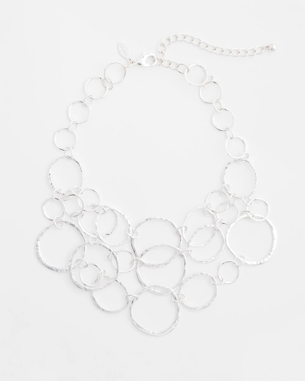 Short Silvertone Multi-Strand Link Necklace