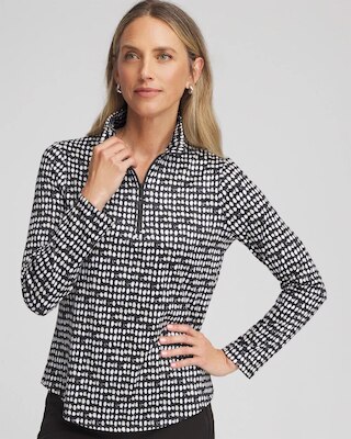 Zenergy® UPF Printed Half-Zip Mockneck Top