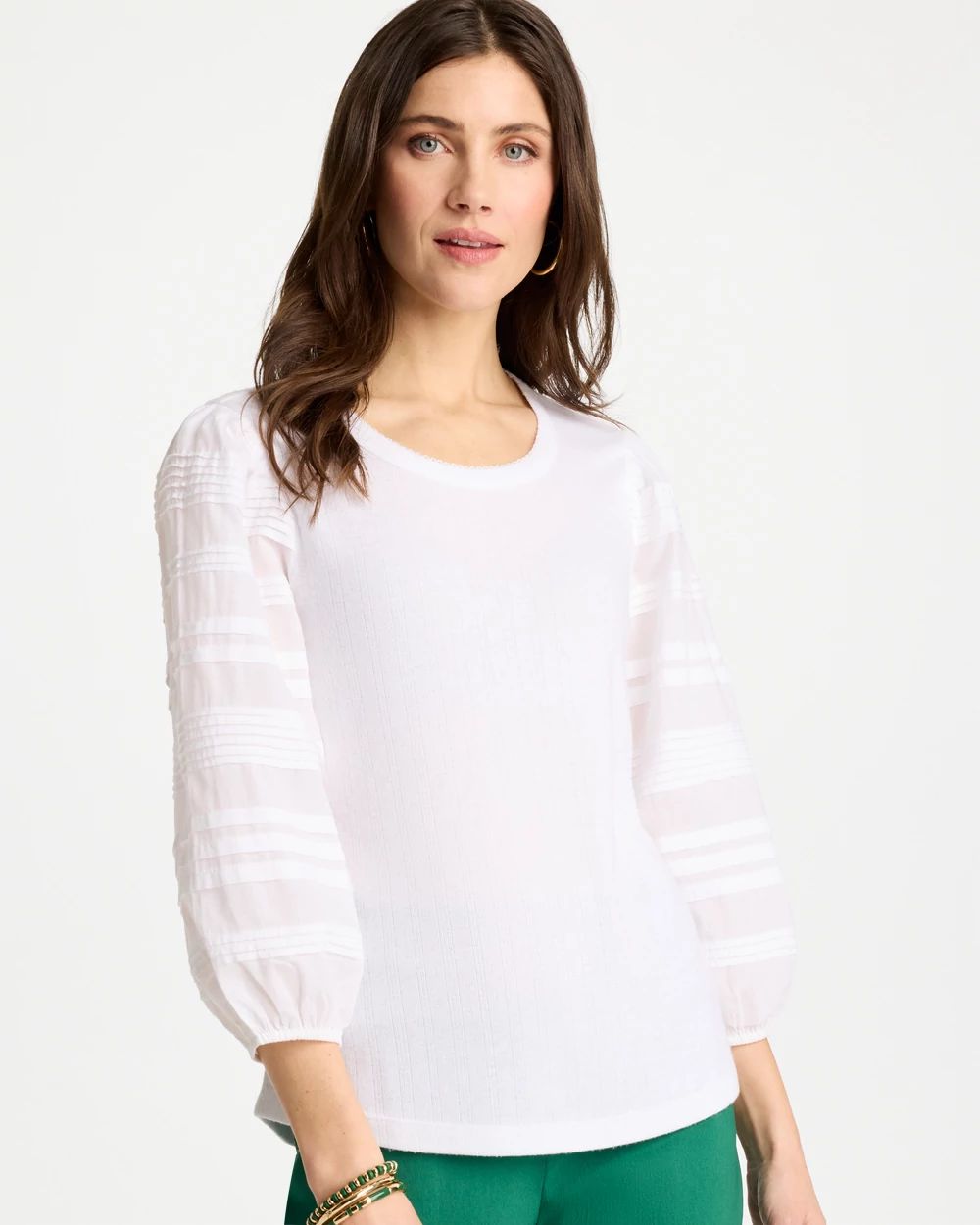 Pintuck Puff Sleeve Tee